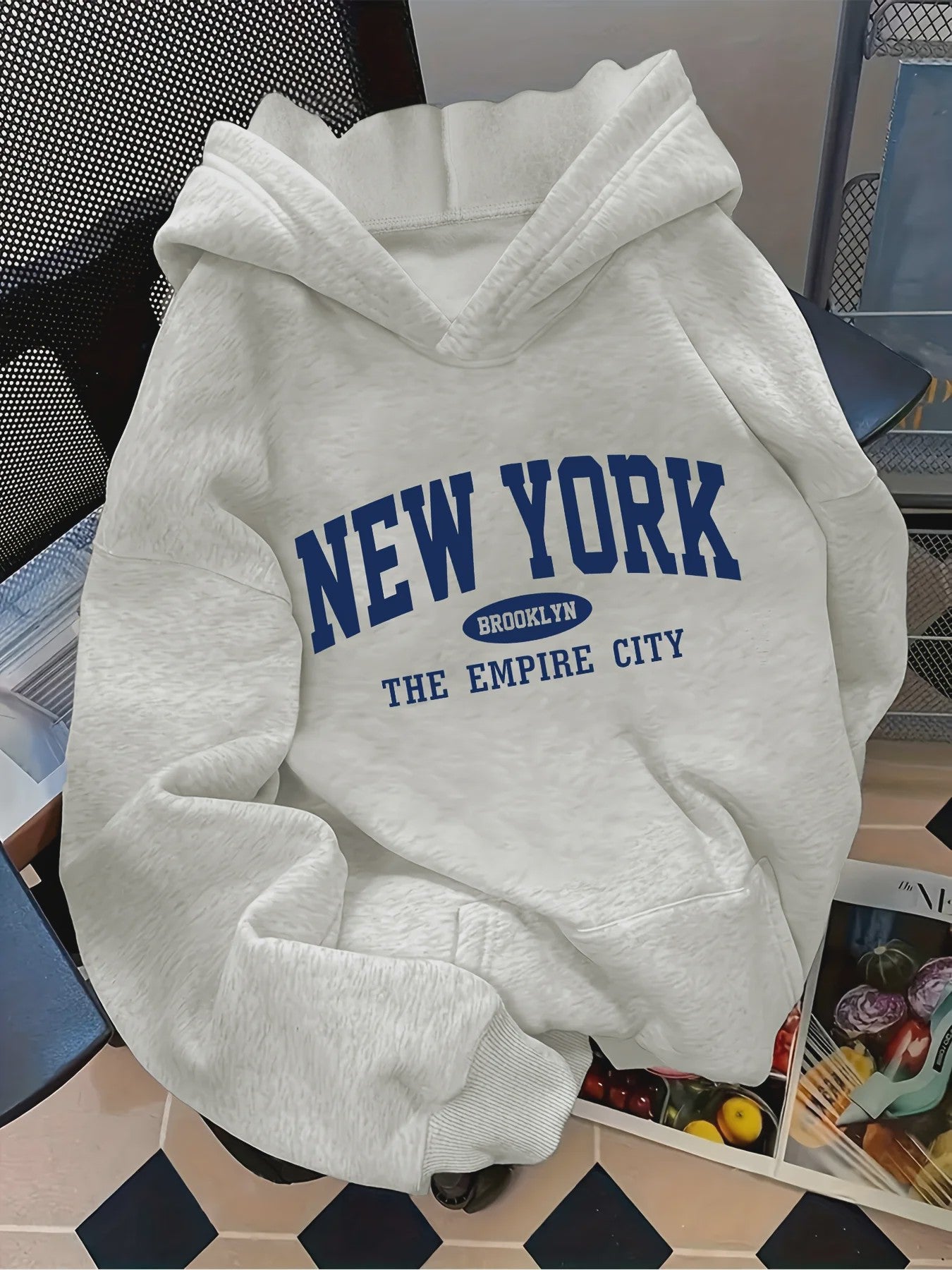 Dames Casual Hoodie met Letterprint - Comfortabele Pullover met Kangoeroezakken