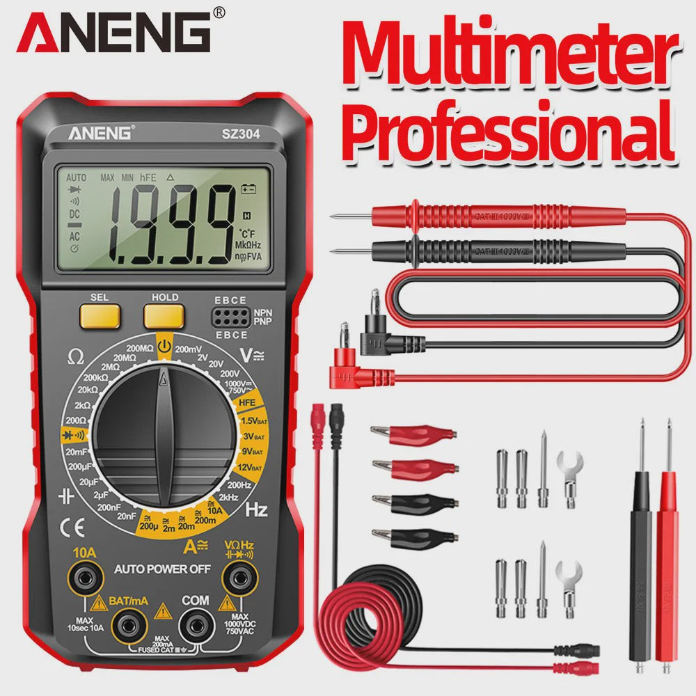 ANENG SZ304 Digitale Multimeter: Hoge Precisie AC/DC Spanning, Stroom, Weerstand & NCV Tester