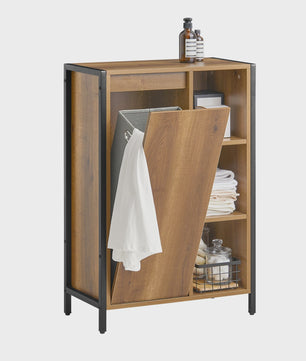 SoBuy BZR65-PF Wasgoedkast met Uitklapbare Waszakken - Badkamermeubel 60x90x30cm
