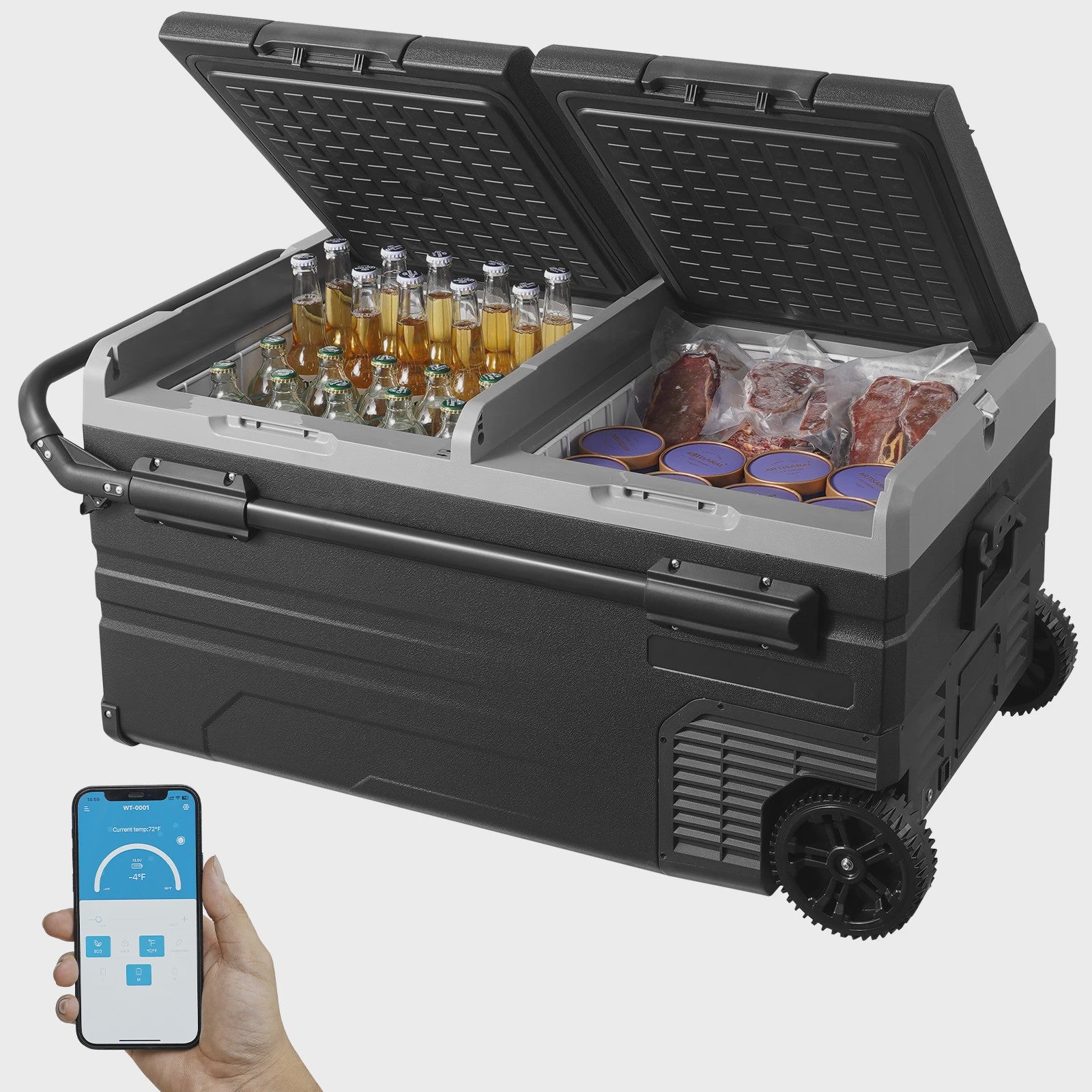 Draagbare Dubbelzone Koelkast 95L: Compressor Koelbox voor Auto, Camping & Outdoor