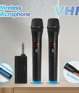 Draadloze Microfoon Set: 2x VHF Handheld Microfoons met Ontvanger voor Feest, Karaoke & Presentaties