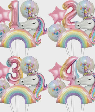 Regenboog Eenhoorn Folieballon Set - 32 Inch Gegradueerde Cijferballon voor Feestjes