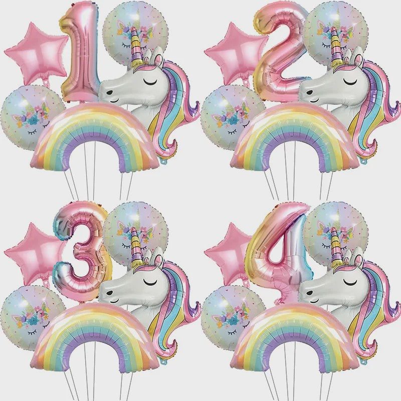 Regenboog Eenhoorn Folieballon Set - 32 Inch Gegradueerde Cijferballon voor Feestjes