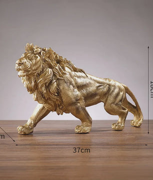 Gouden Leeuw Koning Resin Beeld - Luxe Dieren Decoratie voor Huis & Kantoor