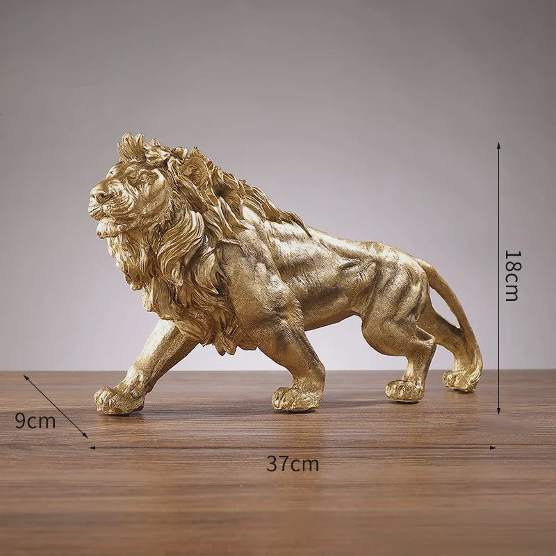 Gouden Leeuw Koning Resin Beeld - Luxe Dieren Decoratie voor Huis & Kantoor