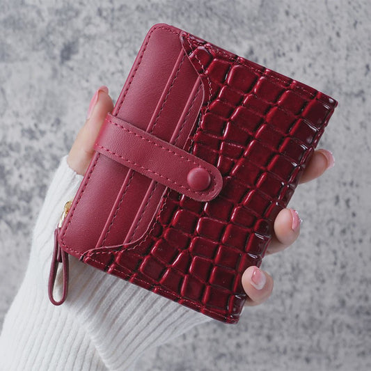 Compacte Portemonnee met Kroko Print - Kaarthouder & Muntportemonnee voor Dames