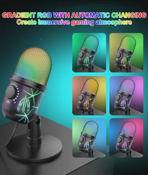 USB Condenser Microfoon met RGB Verlichting - Gaming, Streaming & Karaoke