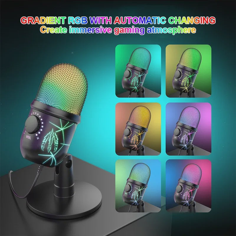 USB Condenser Microfoon met RGB Verlichting - Gaming, Streaming & Karaoke