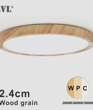 Ronde LED Plafondlamp met Houtnerf - 3 Kleuren Licht