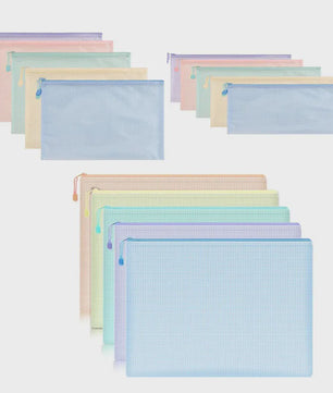 Set van 5 Waterdichte Mesh Rits Documententassen A4/A5/A6 - Opbergmappen voor Kantoor & School