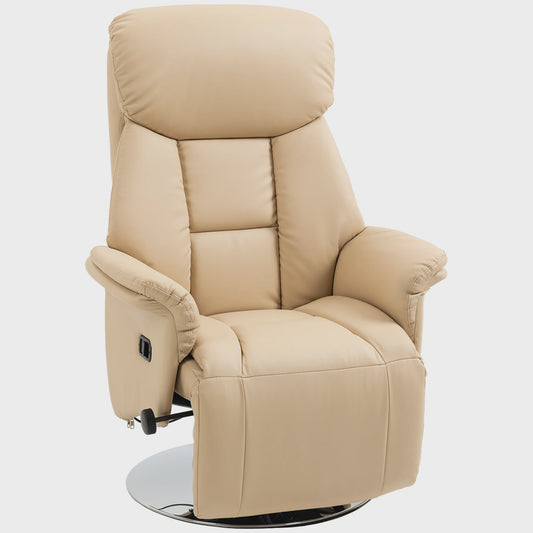 HOMCOM Armchair relaxation relax Living Room relaxation Armchair Pivoting foot-rest Adjustable Armrests, chair TV in Synthetic leather, Up to kg, for Living Room, bedroom, home cinema, beige