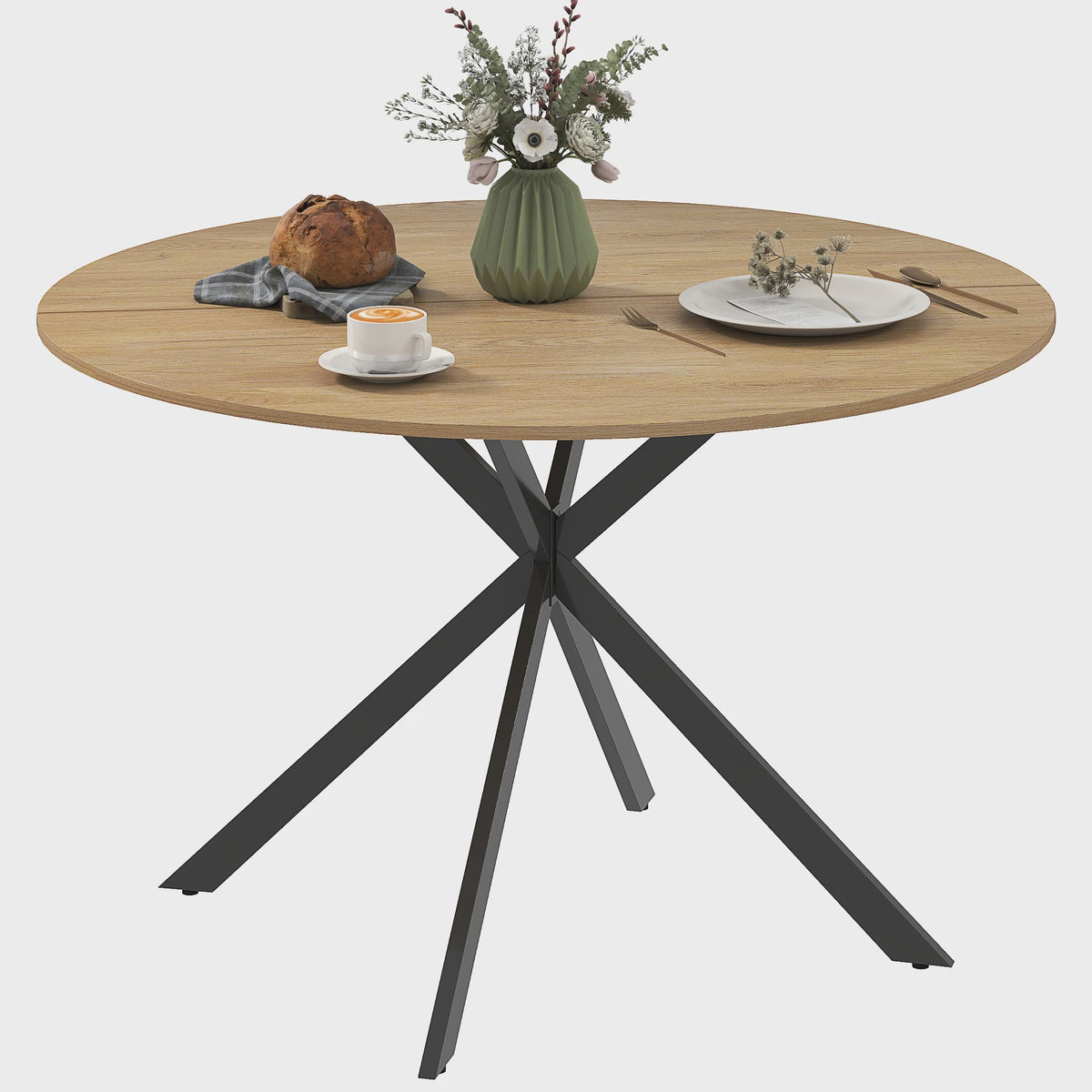 Ronde Eettafel Eikenlook - Ø120x75 cm - Geschikt voor 4 Personen
