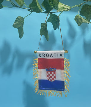 Mini Vlag Kroatië voor Auto - 8x12cm Polyester, Dubbelzijdig Bedrukt, Hangend