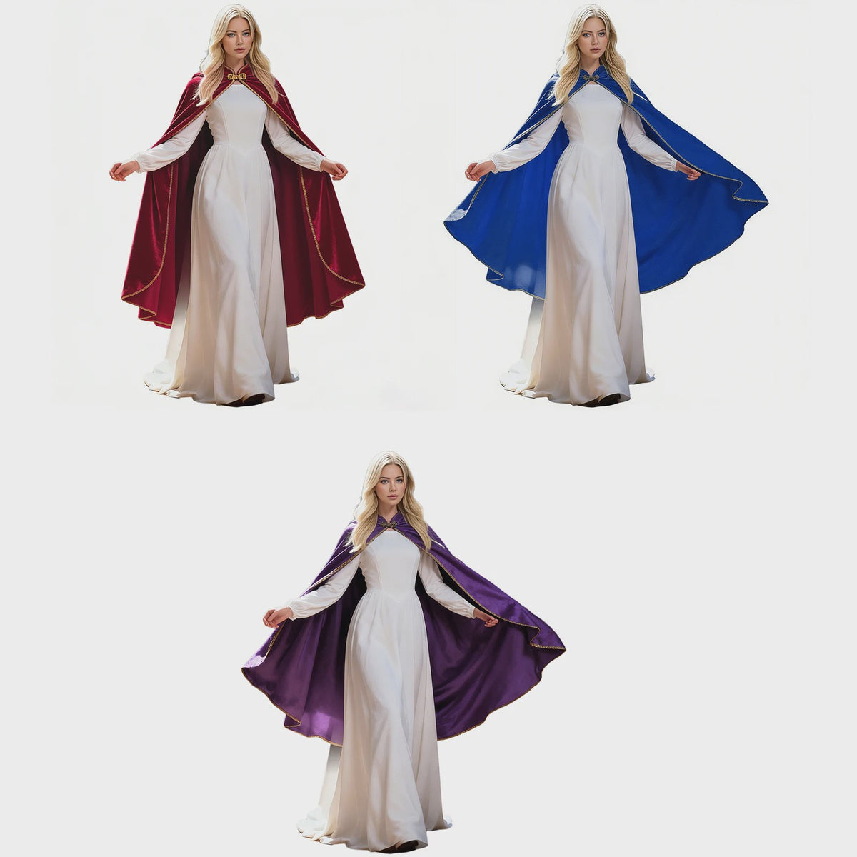 Unisex Middeleeuwse Fluwelen Cape met Opstaande Kraag - Renaissance Kostuum voor Feest, Cosplay & Podium