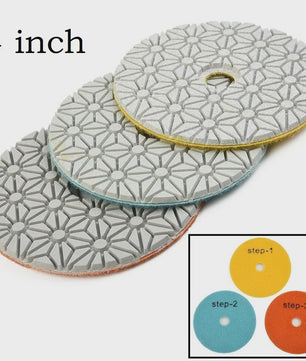 4-Inch Diamant Polijstpads Set - 3 Stappen - Nat/Droog Gebruik