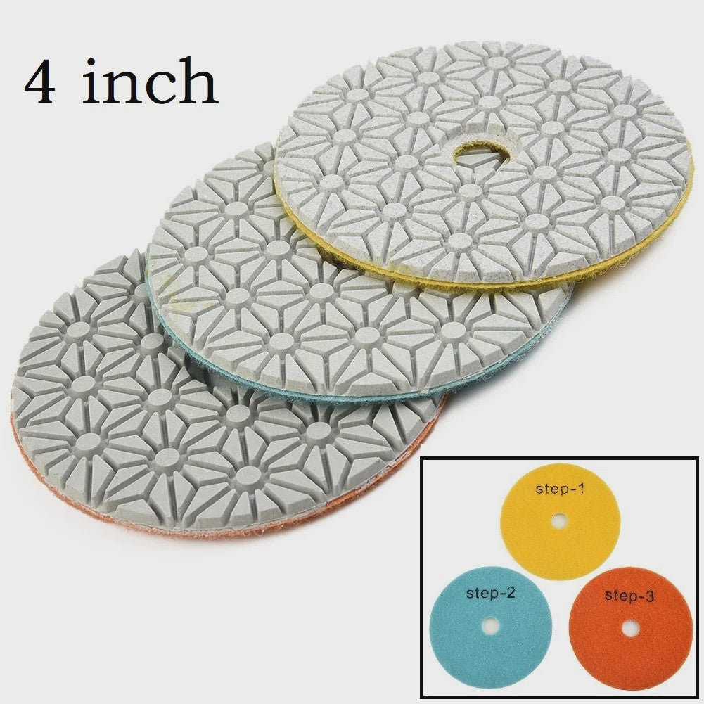 4-Inch Diamant Polijstpads Set - 3 Stappen - Nat/Droog Gebruik