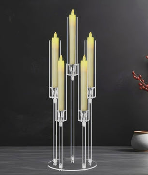 Moderne 5-armige Acryl Kandelaar voor LED Kaarsen - Stijlvolle Tafeldecoratie