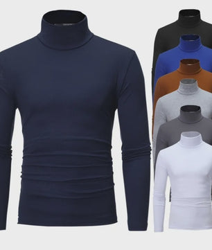 Heren Slim Fit Thermoshirt met Hoge Hals - Lange Mouwen voor Winter en Herfst