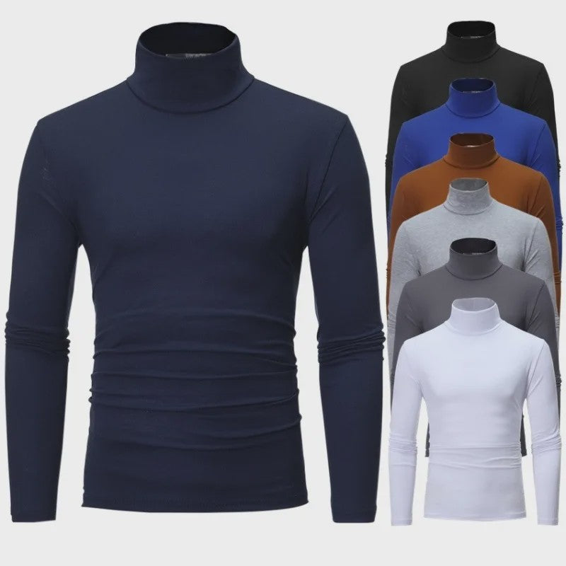 Heren Slim Fit Thermoshirt met Hoge Hals - Lange Mouwen voor Winter en Herfst