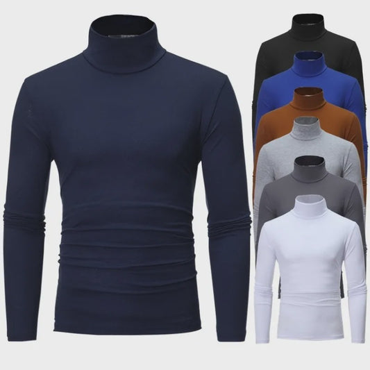 Heren Slim Fit Thermoshirt met Hoge Hals - Lange Mouwen voor Winter en Herfst