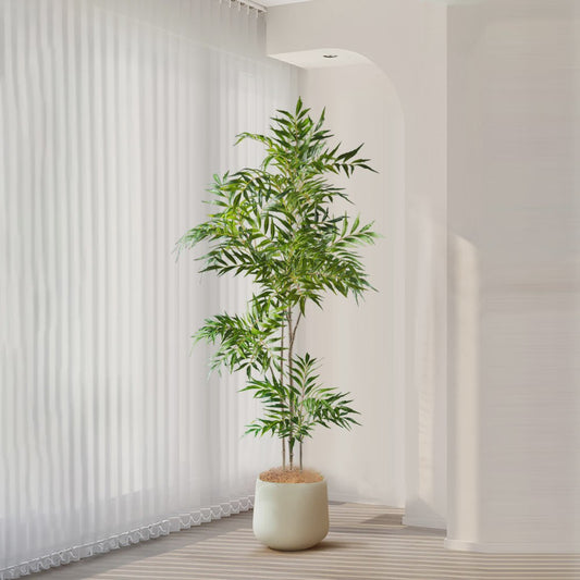 Grote Kunstplant 78-140cm - Real Touch Palmboom met Bamboe-look Bladeren voor Huis & Kantoor