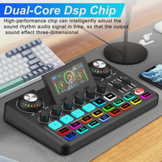 NXG Professionele 4-Kanaals Audio Mixer Soundcard met DSP & OTG - Live Streaming & Voice Changer