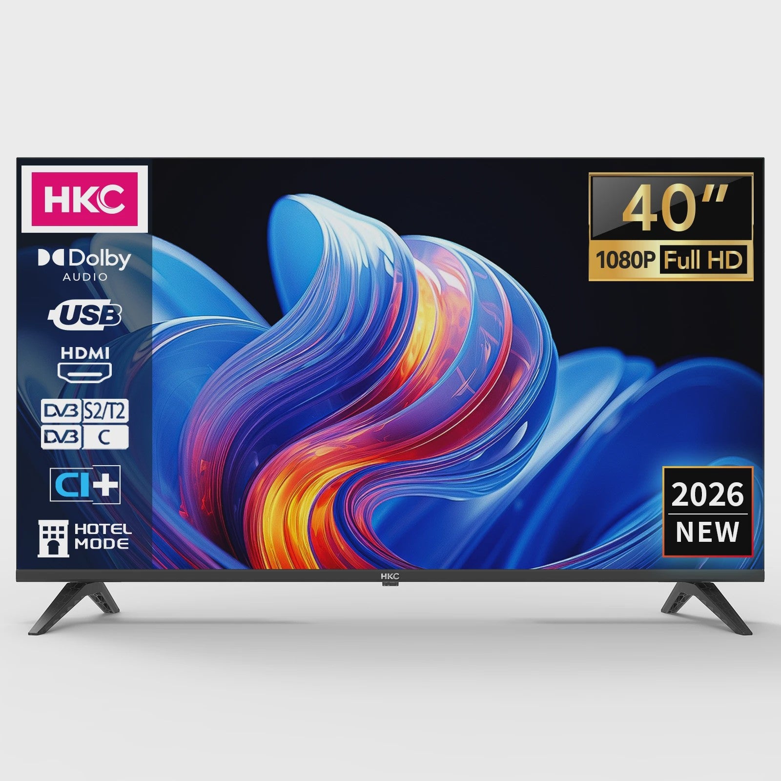 HKC 40-inch Full HD TV met Dolby Audio en Metalen Afwerking