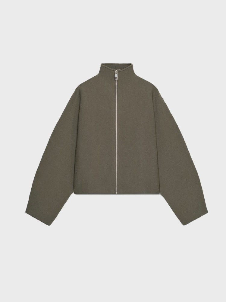 Dames Cropped Jacket met Opstaande Kraag - Vintage Stijl Herfst Winter