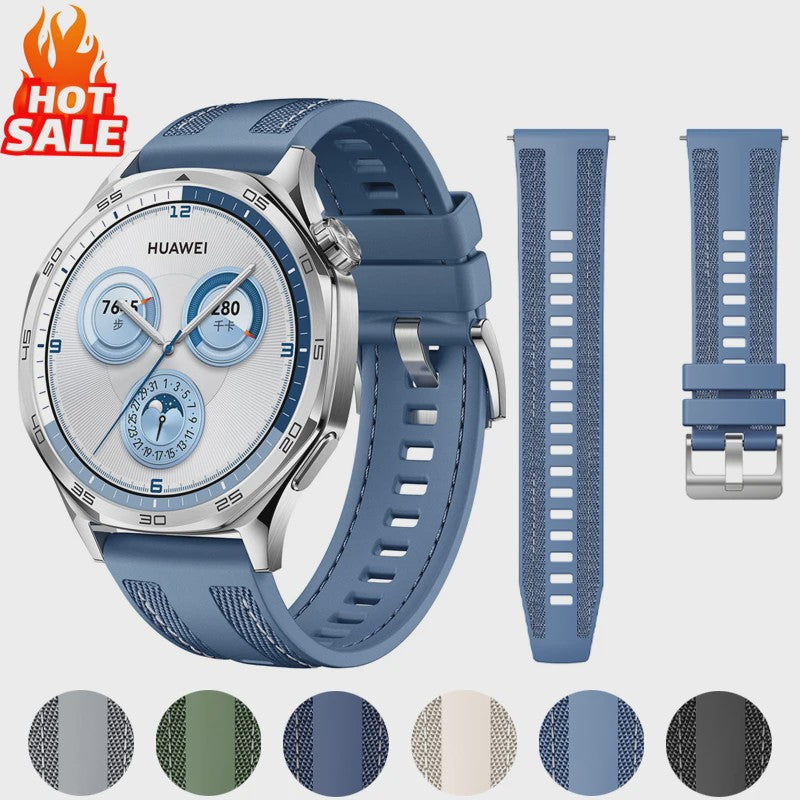 22mm Nylon & Siliconen Horlogeband voor Huawei Watch GT/Pro (46mm)