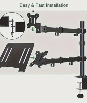 Dubbele Monitor & Laptop Arm - Verstelbaar Bureau Mount voor 13-27 Inch Schermen
