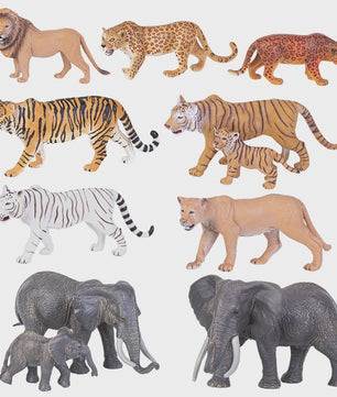 Realistische Wild Animal Speelgoed Set: Olifant, Leeuw, Cheetah, Tijger - Educatief Cadeau