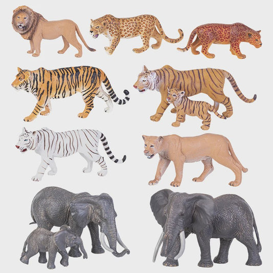 Realistische Wild Animal Speelgoed Set: Olifant, Leeuw, Cheetah, Tijger - Educatief Cadeau