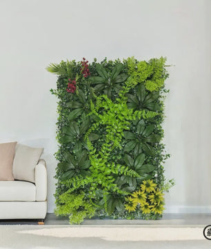 Kunstplant Muurpaneel Groen met Gras en Buxus - Decoratieve Privacy Schutting voor Buiten