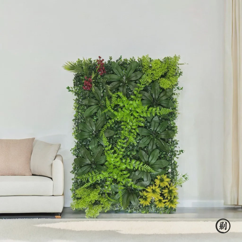 Kunstplant Muurpaneel Groen met Gras en Buxus - Decoratieve Privacy Schutting voor Buiten