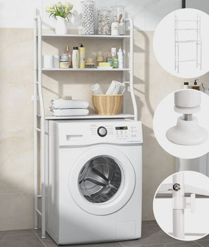 Stijlvolle Wasmachine Opbergrek - 3 Laags Vrijstaande Badkamerkast