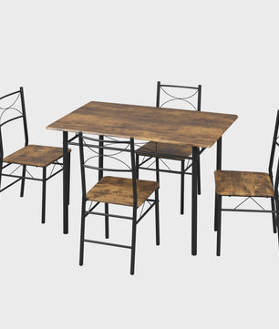 Eetkamer Set: Tafel met 4 Stoelen - Metaal Frame - Compact & Stijlvol