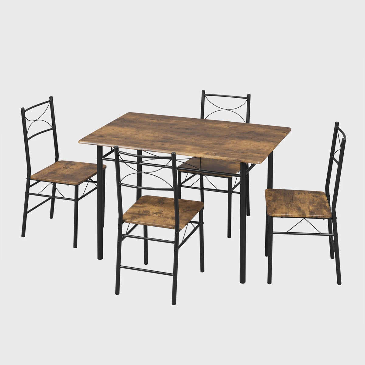 Eetkamer Set: Tafel met 4 Stoelen - Metaal Frame - Compact & Stijlvol
