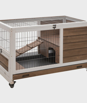 Pawhut Konijnenhok met Open Dak en Uitschuifbare Lade - 90x53x59 cm