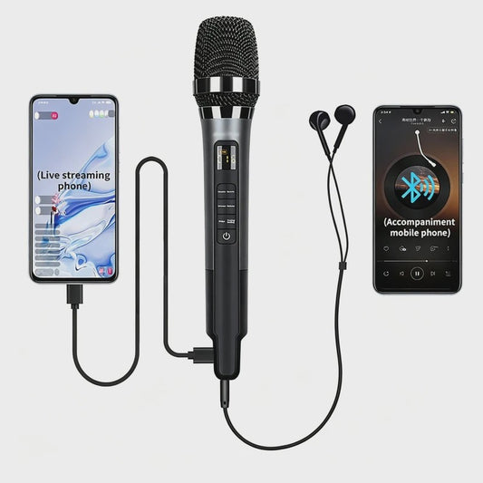 Draagbare Microfoon met Ingebouwde Geluidskaart en Echo - Ideaal voor Live Streaming