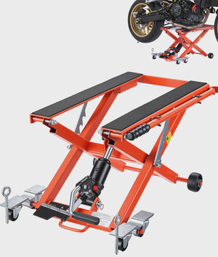 Hydraulische Motorlift Krik 1100/1500 lbs - Voetbediend & 6 Wielen - Voor Motoren & Crossmotoren