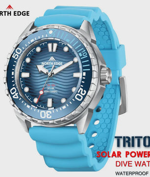 NORTH EDGE TRITON Heren Duikhorloge - Solar Powered, 300M Waterdicht, RVS