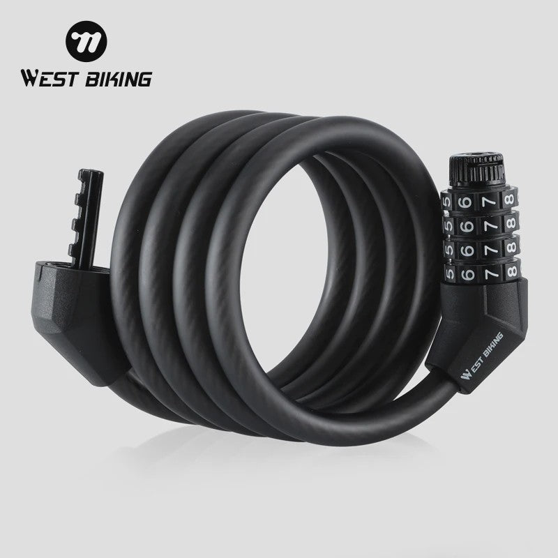 WEST BIKING 4-Cijferig Fietsslot - 120cm Staalkabel Anti-diefstal voor Fiets & Scooter