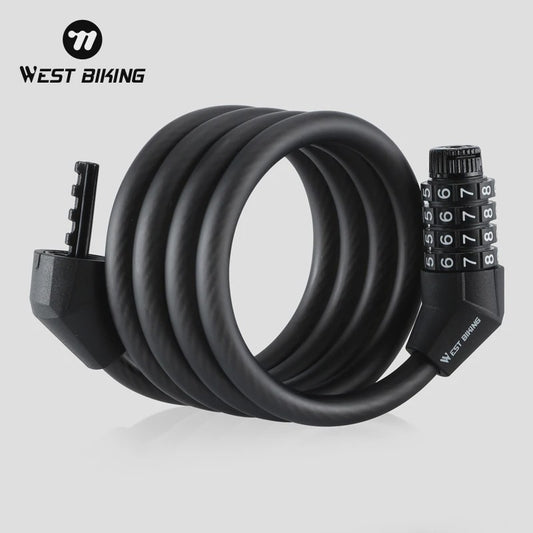 WEST BIKING 4-Cijferig Fietsslot - 120cm Staalkabel Anti-diefstal voor Fiets & Scooter