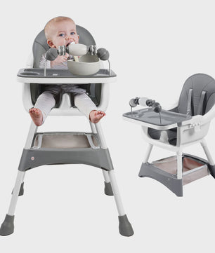 Draagbare Kinderstoel 4-in-1: Eten, Spelen & Converteren met Dubbele Plateaus en Speelgoedrek