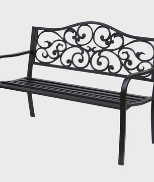 Outsunny 3-zits tuinbank metaal zwart - 127x60x85 cm - Stijlvol en anti-corrosie