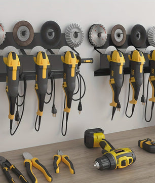 Heavy-Duty Metalen Wandrek voor Gereedschap - 3-Laags Organizer voor Haakse Slijpers en Accessoires