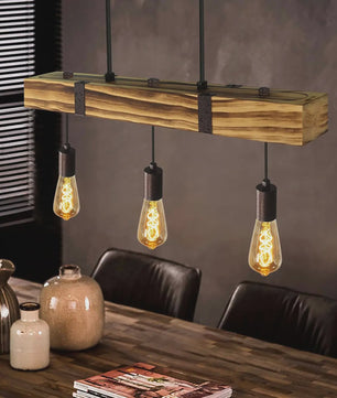 Houten Vintage Hanglamp 61cm met 3xE27 fitting - Industriële Stijl