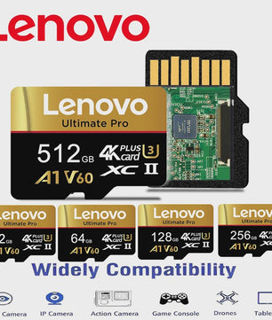 Lenovo Ultimate Pro Micro SDXC Kaart - 512GB, 4K UHD, V60, A1, Hoge Snelheid