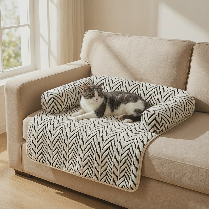 Zachte Pluche Hond & Kat Sofa Bed Mat met Anti-slip Bodem en Zijsteunen - Beschermt Bank & Stoel