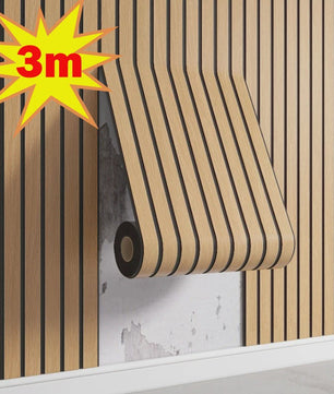 3D Houten Lamellen Behang - Zelfklevend, Waterdicht & Verdikkend - Wanddecoratie